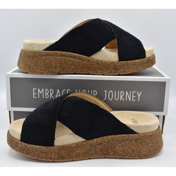 Dansko Womens Size EU 38 Bridget Black Burnished Suede Comfort Slides Sandals - Picture 8 of 14